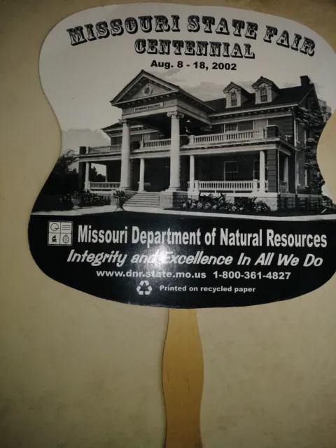Collectible Advertising Missouri Sstate Fair Centennial Aug 8-18 2002 Hand Fan