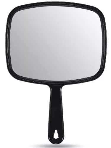 Handheld Vanity Mirror with Handle & Hanging Hole for Travel Desk Makeup