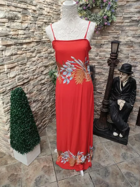 VINTAGE MARIKO RED Floral Maxi Dress Size 14 strapless summer wedding ...