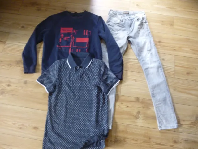 1 Jungen Pullover,1 Jeans,1 Polo T-Shirt Gr.164  H&M, Blue EFFECT,Q/S