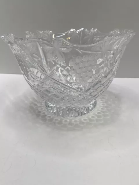 Shannon Crystal By Godinger Footed BOWL Grape Pattern Heavy Intricately Handcut