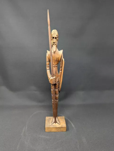 VINTAGE Hand Carved Wood Don Quixote Man of La Mancha 11” Sculpture Statue MCM
