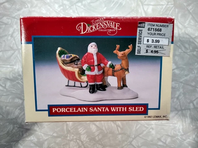 1992 Lemax Dickensvale Porcelain Santa With Sled New