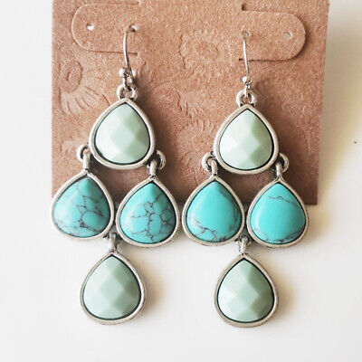 New Lucky Brand Faux Turquoise Drop Earrings Gift Vintage Women Party Jewelry