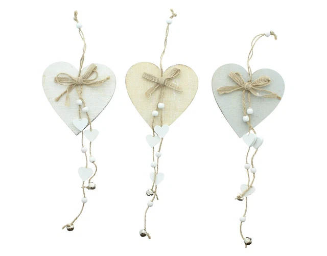 Salvare Set 2x Pendaglio a Cuore " Natura ",3er Decorazione,Haengedeko Con Bell 2