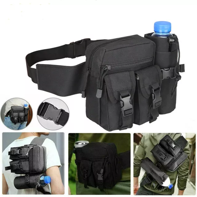 Tactical Waist Pack Water Bottle Belt Bag Camping Outdoor Hiking Military Pouch