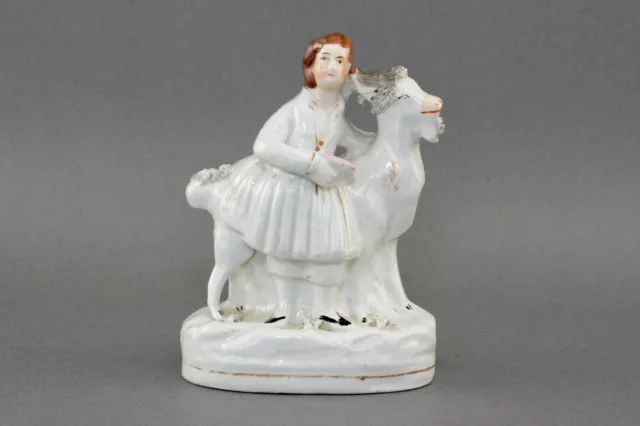 Antique Victorian girl with goat Staffordshire figure circa.1860 E