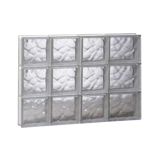 Clearly Secure Glass Block Window 25" x 17.25" Frameless Wave Pattern Non-Vented