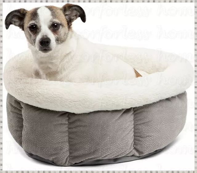 Donut Plush Round Pet Bed Dog Cat Ultra Soft Calming Cozy Cuddle Cup Small Bed