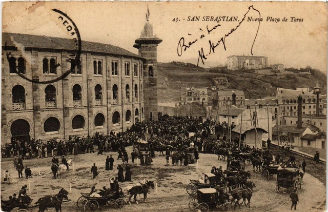 Tirage Albuminé Vintage San Sebastian 1880 – Plaza De Toros, Format 11x16 Cm
