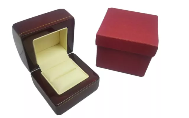 Crimson Red glossy wooden engagement ring box UK seller 30% off Brand New