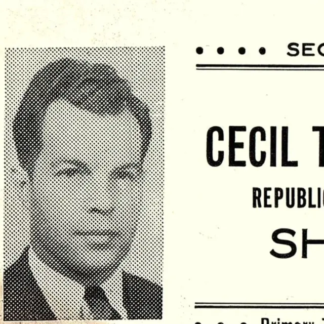 1944 Cecil T. Marshall For Sheriff Campaign Card Troy Piqua Miami County Ohio