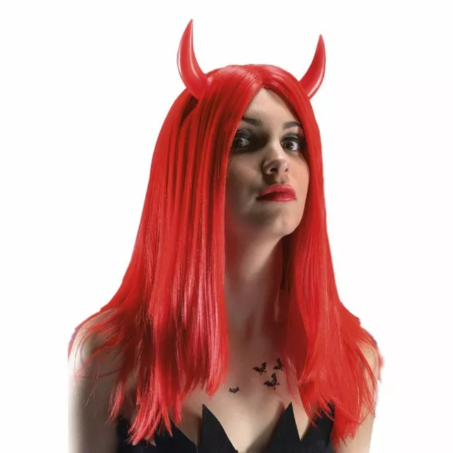 02658-1 Parrucca Diavolessa Rossa C/Corna Carnevale Halloween Travestimento