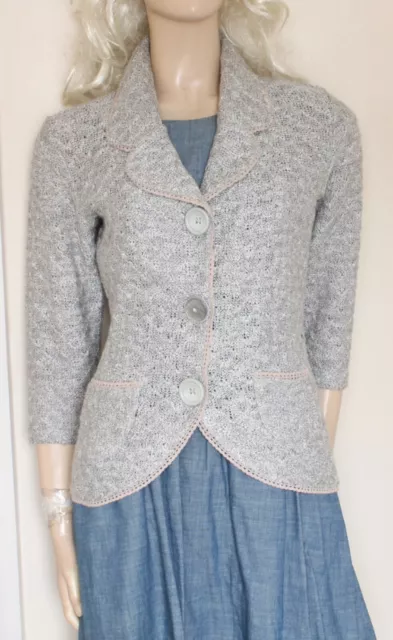 Per una light grey vintage Y2K cute knitted Cardigan jacket blazer size S/8–10