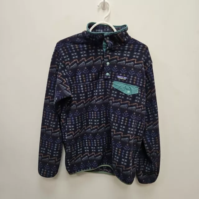 Patagonia Synchilla Snap T Blue Fleece Aztec Pullover Jacket Jumper Medium