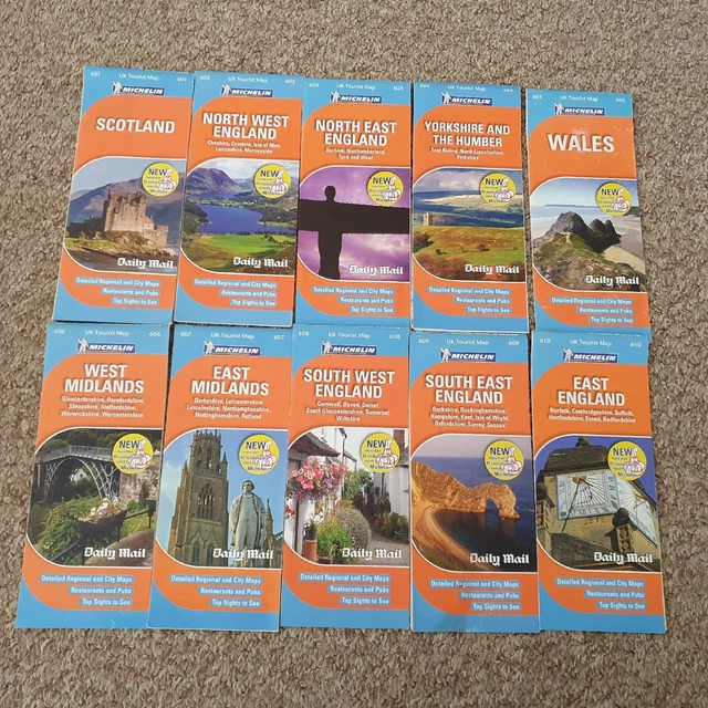 Daily Mail Michelin Uk Tourist Maps X10 601 602 603 604 605 606 607 608 609 610