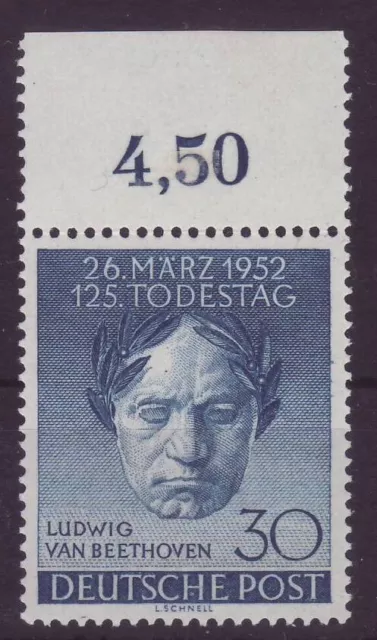 Berlin, 30 Pf. 125. Todestag L. v. Beethoven , Mi.-Nr. 87, Oberrand, postfrisch