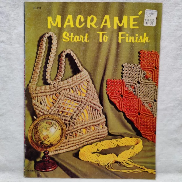 1971 de colección Macrame de principio a finalizar instrucciones de proyecto libro de cursos artesanales H-193