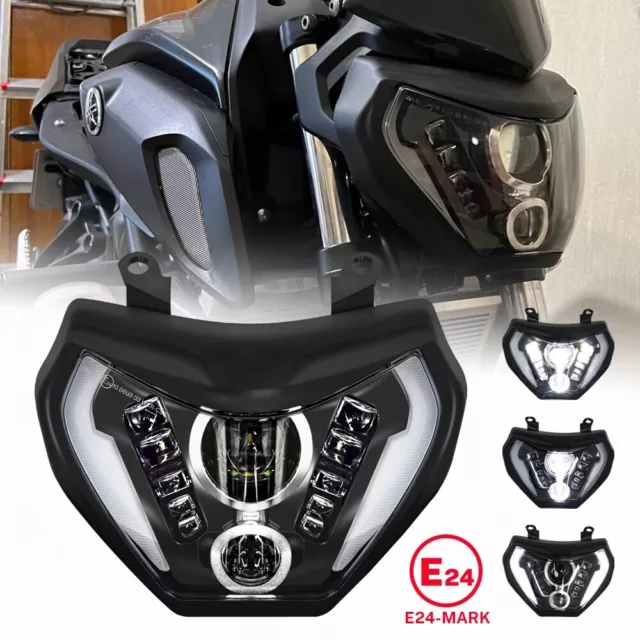 E-24 Genehmig LED Scheinwerfer  Einstellbar für Yamaha  MT09 2014-2016 Plug&play