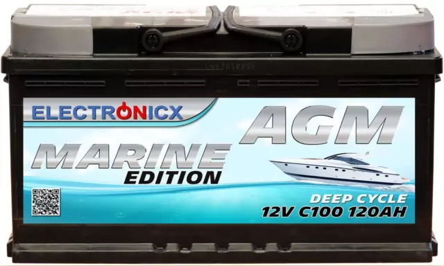 Electronicx Marine Edition Batterie AGM 120 AH 12V Boot Schiff Versorgungsbatter