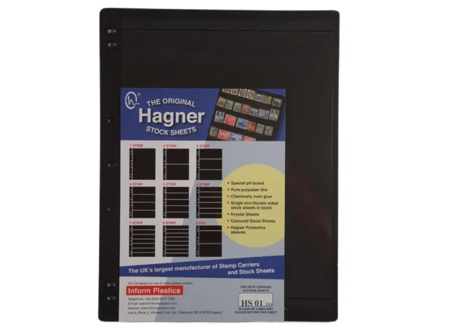 Hagner Stock Sheets Single Sided 1 Strip Packet of 10 Pages