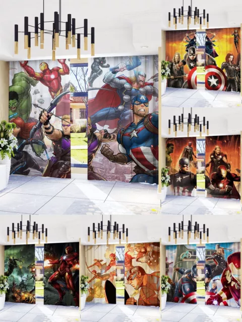 Avengers Blackout Window Curtains 2PCS Living Room Thermal Insulated Drapes Gift
