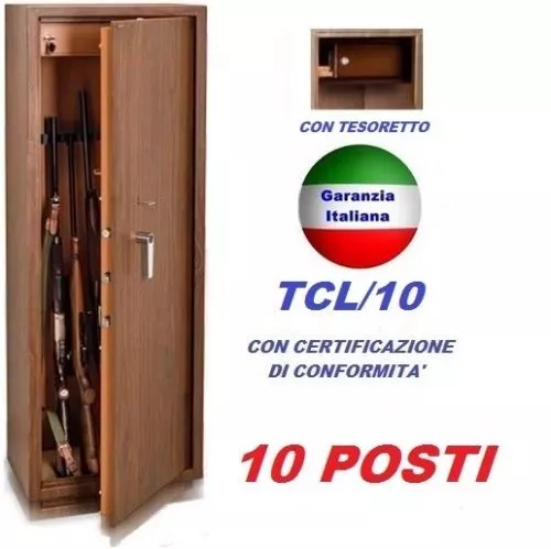 FUCILIERA BLINDATA PORTA Fucili Cassaforte Armadietto Technomax 10 Posti  Legno EUR 399,00 - PicClick IT