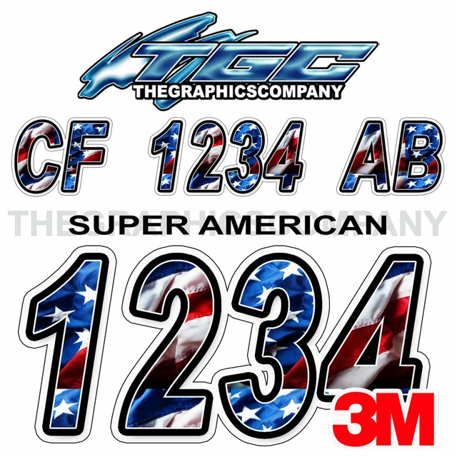 CUSTOM BOAT REGISTRATION Vinyl Decals Stickers Your Numbers Lettering