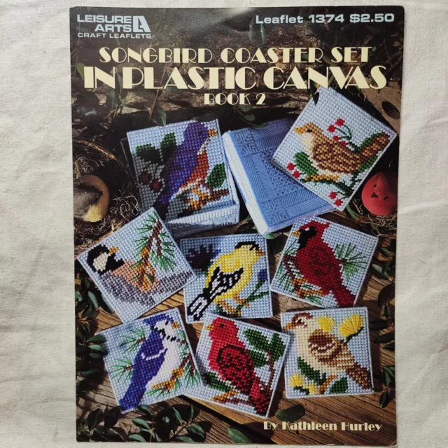 Vtg 1991 SONGBIRD COASTER SET IN PLASTIC CANVAS Book 2 Leisure Arts Leaflet 1374
