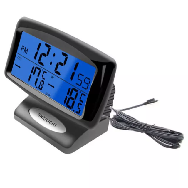 Mini Auto Uhr LCD Digital Thermometer KFZ Temperatur Wecker Außen und Innen