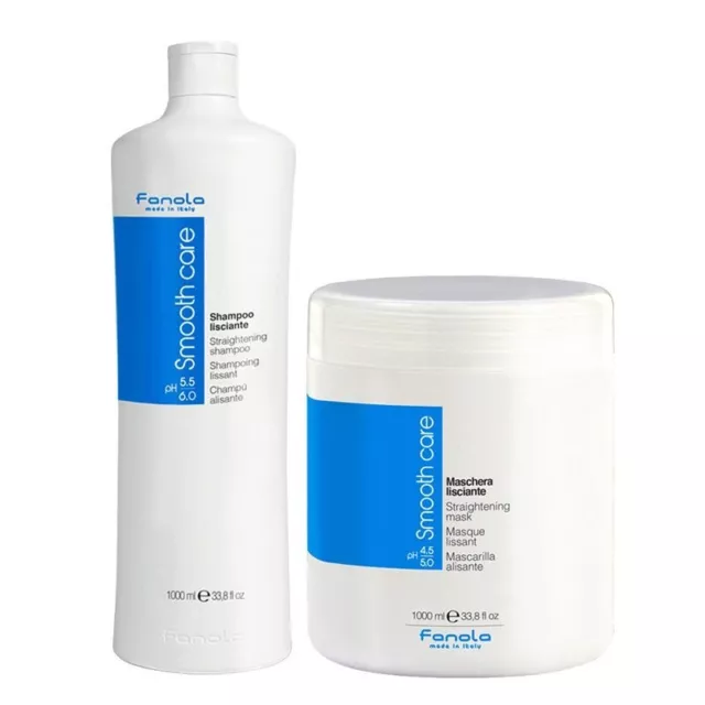 FANOLA Kit Shampoo Lisciante 1000ml + Maschera Lisciante 1000ml