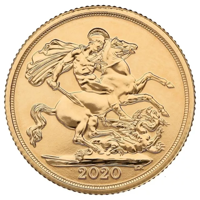 2020 Gold Sovereign, Queen Elizabeth II, 22 carat gold full sovereign.