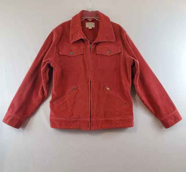 Cabelas Women Corduroy Jacket Coral Zip up Coat Size M Reg Vintage Pockets