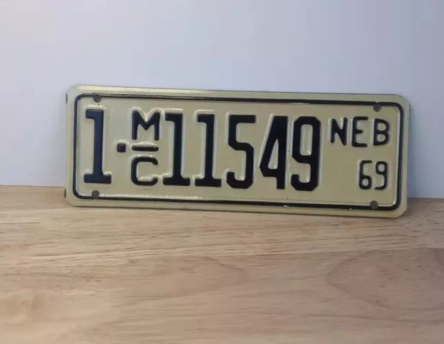 Nebraska Motorcycle License Plate 1969