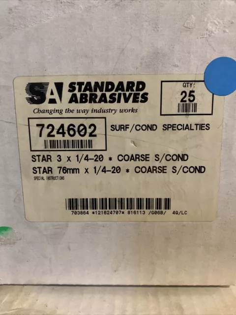 standard abrasives star 3 x 1/4-20 coarse s/conditioning 724602