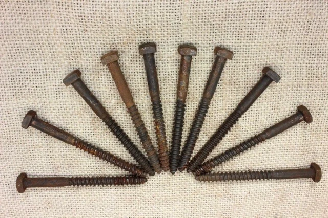 1/4 X 3" Square Head Lag Bolt steel Screw lot of 10 Blacksmith vintage rustic