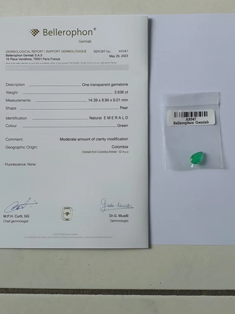 Émeraude Naturelle De Colombie - 0,722 Carats - Certifiée Bellerophon - Taille émeraude - Vert Intense