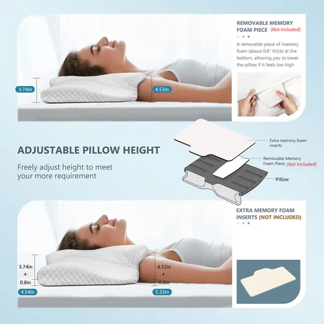 24'' Memory Foam Orthopedic Cervical Pillow Neck＆Shoulder Pain Relief Comfort 5