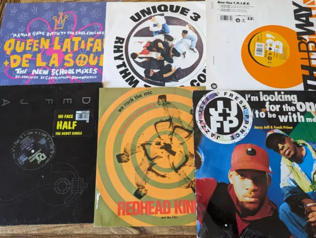 6 X 1990s RAP/HIP HOP 12" SINGLES BUNDLE/JOB LOT - DE LA SOUL/BOO-YAA TRIBE