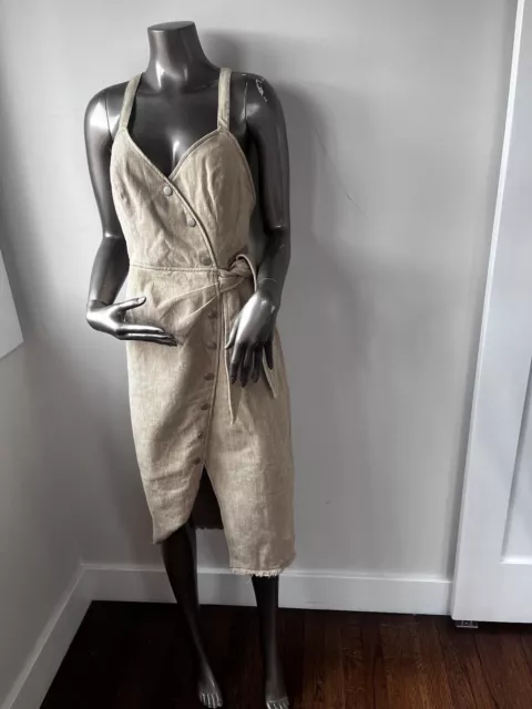 NWT Moon River Denim MIDI Overalls Dress Size M Medium Brown Tan Raw Hem