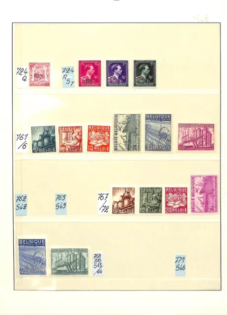 [OP99] Belgium lot of very fine MNH stamps on 12 pages