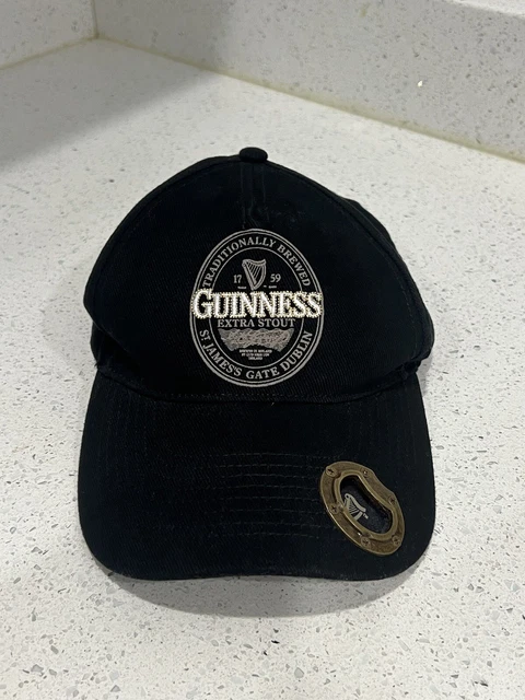 Guinness Extra Stout Label Black Bottle Opener Baseball Cap Hat Adjustable