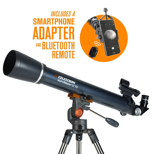 Celestron AstroMaster 70AZ LT Refractor Telescope Kit Bluetooth Remote Control
