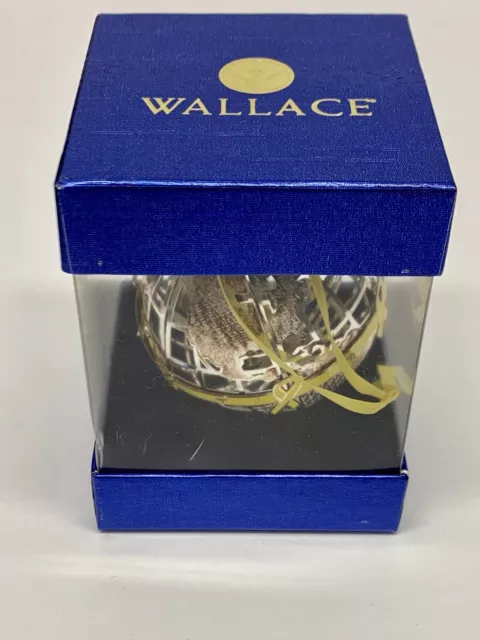 Wallace Silver Christmas Ornament Support Our Troops Yellow Ribbon Globe Holiday