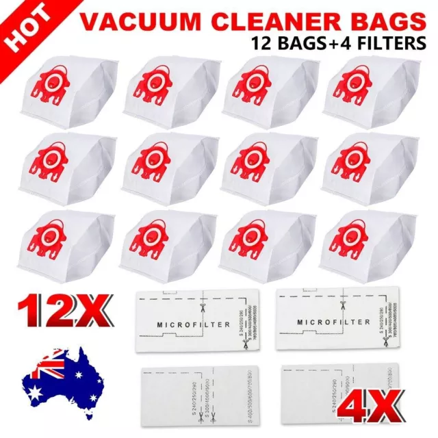 12x Vacuum Cleaner Filters Dust Bags Set For Miele FJM Hyclean COMPACT C1 C2 S4