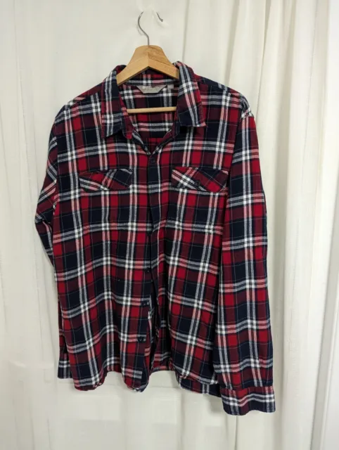 MOUNTAIN WAREHOUSE Mens Flannel Shirt 2XL Red Check Cotton