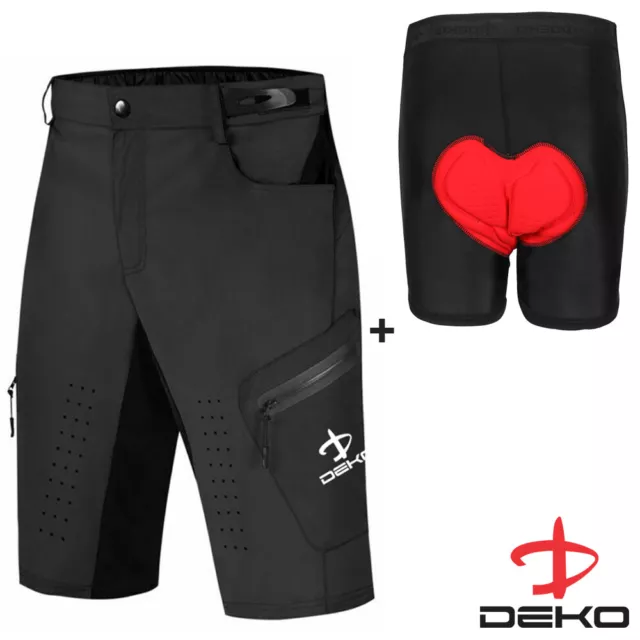 DEKO Herren MTB Mountainbike Shorts Radfahren Baggy Shorts Reißverschluss Taschen Hose