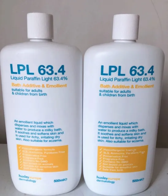 LPL 63.4, luz de parafina líquida 63.4%, aditivo de baño y emoliente 500 ml X 2