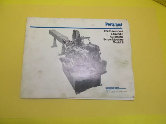 Davenport 5 Spindle Automatic Screw Machine Model B Parts List