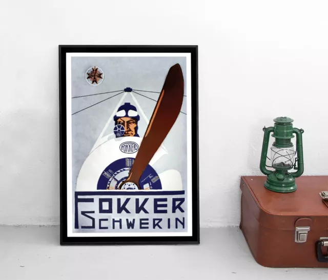 Poster 1. Weltkrieg Luftwaffe Fokker Schwerin Flugzeuge / Plakat / Militaria